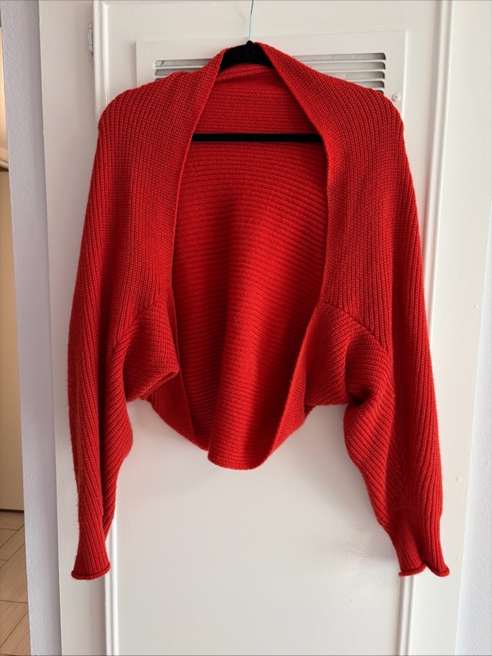 SHEIN Curve Plus 1X Orange Cropped Open-Front Knit Cardigan Shrug Sweater Blouse